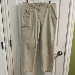 L.L. Bean Women's Stretch Canvas Cargo Pants Mid Rise Straight Leg Size 8 Petite